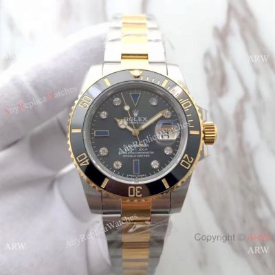 EW Factory Best Replica Rolex Submariner 3135 Two Tone Diamond Watch